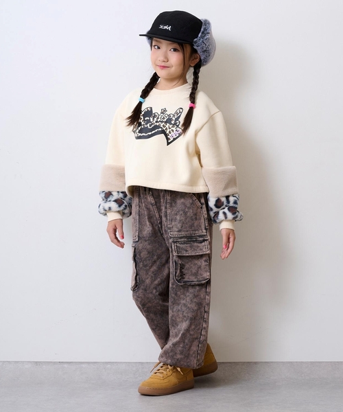 X-girl Stages（エックスガールステージス）の「スウェード風フライトキャップ（キャップ・キッズ・ブラック/ラベンダー・52-56cm/S(48-52cm)）」の13枚目の写真