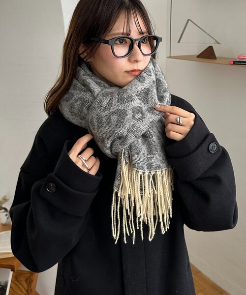 DISCOAT（ディスコート）の「レオパードジャガードストール（ストール/ショール・レディース・ベージュ/ブラウン/グレー・FREE）」の2枚目の写真