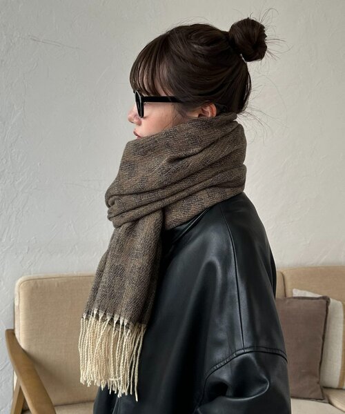 DISCOAT（ディスコート）の「レオパードジャガードストール（ストール/ショール・レディース・ベージュ/ブラウン/グレー・FREE）」の10枚目の写真