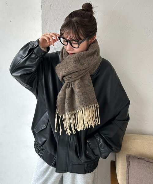 DISCOAT（ディスコート）の「レオパードジャガードストール（ストール/ショール・レディース・ベージュ/ブラウン/グレー・FREE）」の12枚目の写真