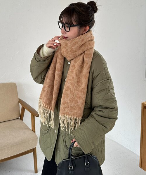 DISCOAT（ディスコート）の「レオパードジャガードストール（ストール/ショール・レディース・ベージュ/ブラウン/グレー・FREE）」の16枚目の写真