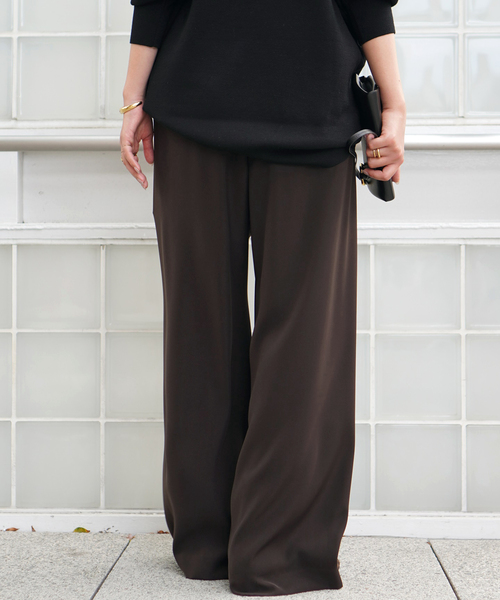 EVERYDAY I LIKE.（エヴリディアイライク）の「*イージーワイドパンツ（スラックス・レディース・ブラウン/ネイビー/ブラック・34/36/38）」の4枚目の写真