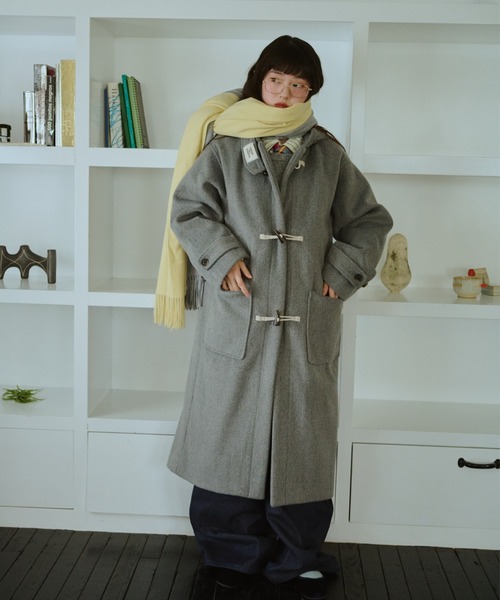 COMMON GULL PRODUCTS フード付きダッフルコート（グレー） 僕と私のダッフルコート（ダッフルコート）｜common gull products