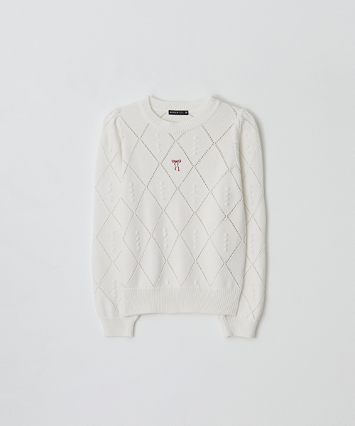 RONRON(ロンロン)の「DIAMOND PATTERN LONG SLEEVE KNIT IVORY(ニット/セーター・レディース・その他・FREE)」の1枚目の写真