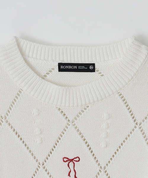 RONRON(ロンロン)の「DIAMOND PATTERN LONG SLEEVE KNIT IVORY(ニット/セーター・レディース・その他・FREE)」の3枚目の写真