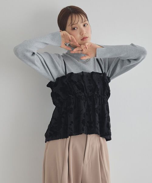 earth music&ecology(アースミュージックアンドエコロジー)の「ベロアフラワービスチェ(ベスト・レディース・ブラック/ピンク・FREE)」の9枚目の写真