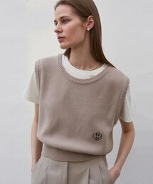 [ESSENTIAL] CREW NECK VEST_BEIGE