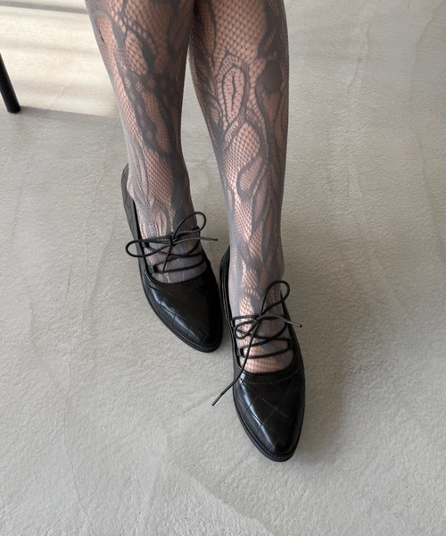 SANSeLF（サンセルフ）の「【SANSeLF】キルティングレースアップローヒールシューズ sas25a029（パンプス・レディース・ブラック・39/38/37/36）」の3枚目の写真
