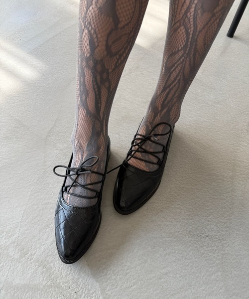 SANSeLF（サンセルフ）の「【SANSeLF】キルティングレースアップローヒールシューズ sas25a029（パンプス・レディース・ブラック・39/38/37/36）」の7枚目の写真