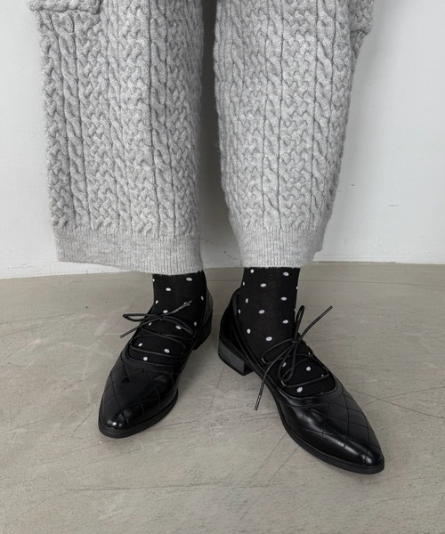 SANSeLF（サンセルフ）の「【SANSeLF】キルティングレースアップローヒールシューズ sas25a029（パンプス・レディース・ブラック・39/38/37/36）」の14枚目の写真