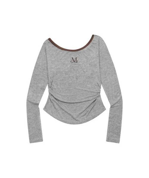 MUCENT（ムセント）の「セルアワンショルダーアシンメトリーチュニック長袖Tシャツ（3カラー）（Tシャツ/カットソー・レディース・チャコールグレー/ブラック/グレー系・FREE）」の3枚目の写真