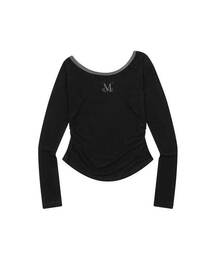 セルアワンショルダーアシンメトリーチュニック長袖Tシャツ(3カラー)