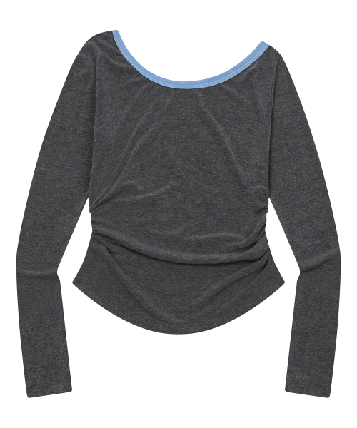 MUCENT（ムセント）の「セルアワンショルダーアシンメトリーチュニック長袖Tシャツ（3カラー）（Tシャツ/カットソー・レディース・チャコールグレー/ブラック/グレー系・FREE）」の16枚目の写真