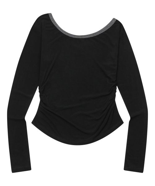 MUCENT（ムセント）の「セルアワンショルダーアシンメトリーチュニック長袖Tシャツ（3カラー）（Tシャツ/カットソー・レディース・チャコールグレー/ブラック/グレー系・FREE）」の10枚目の写真