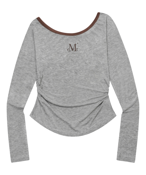 MUCENT（ムセント）の「セルアワンショルダーアシンメトリーチュニック長袖Tシャツ（3カラー）（Tシャツ/カットソー・レディース・チャコールグレー/ブラック/グレー系・FREE）」の13枚目の写真