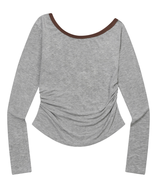 MUCENT（ムセント）の「セルアワンショルダーアシンメトリーチュニック長袖Tシャツ（3カラー）（Tシャツ/カットソー・レディース・チャコールグレー/ブラック/グレー系・FREE）」の14枚目の写真