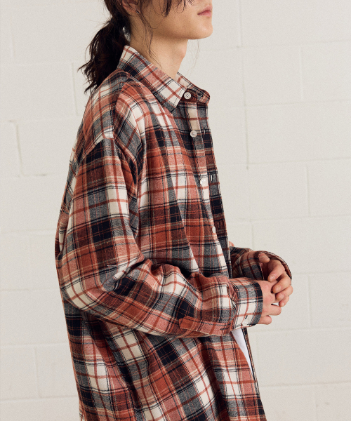 F.ILLUMINATE(フィルミネイト)の「ウェキチェックシャツ-オレンジ(シャツ/ブラウス・レディース・その他・LARGE/SMALL/MEDIUM)」の3枚目の写真