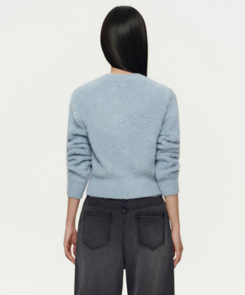 MUSINSA STANDARD WOMAN（ムシンサスタンダードウーマン）の「レディースファジークルーネックニット[ブルーグレー]（ニット/セーター・レディース・その他・SMALL/MEDIUM/LARGE/X-SMALL）」の3枚目の写真