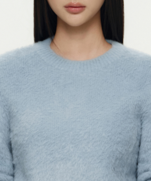 MUSINSA STANDARD WOMAN（ムシンサスタンダードウーマン）の「レディースファジークルーネックニット[ブルーグレー]（ニット/セーター・レディース・その他・SMALL/MEDIUM/LARGE/X-SMALL）」の4枚目の写真