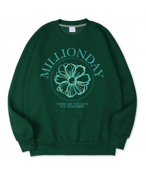 MILLION DAY(ミリオンデイ)の「MILLION ROUND FLOWER SWEATSHIRT(スウェット・レディース・ダークグリーン/ネイビー/アイボリー・LARGE/X-LARGE/MEDIUM)」の5枚目の写真