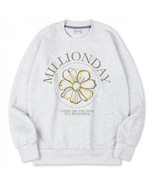 MILLION DAY(ミリオンデイ)の「MILLION ROUND FLOWER SWEATSHIRT(スウェット・レディース・ダークグリーン/ネイビー/アイボリー・LARGE/X-LARGE/MEDIUM)」の7枚目の写真