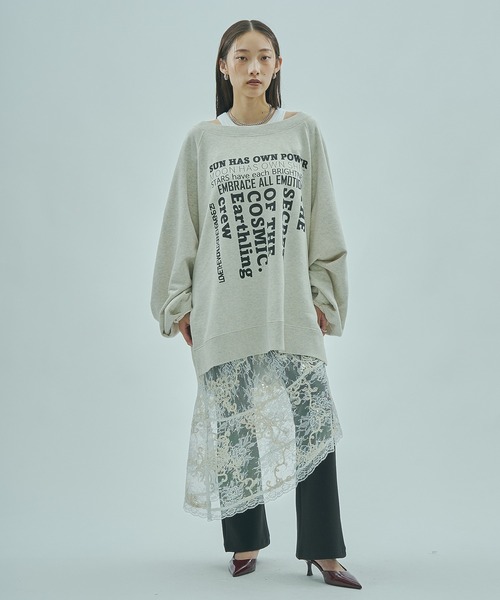 ROSE BUD(ローズバッド)の「(GENE HEAVENS)TUCK SLEEVE GRAPHIC LOGO SWEAT(スウェット・レディース・その他/チャコールグレー・ONE SIZE)」の12枚目の写真