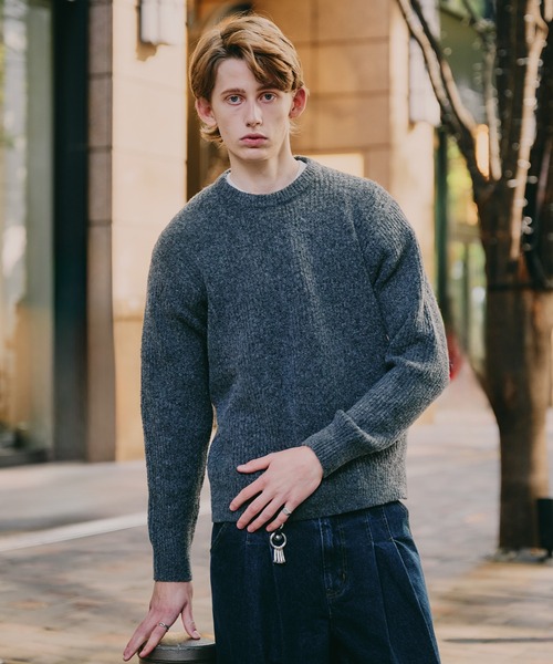 Regen Glanz（レーゲングランツ）の「Brushed mix color crewneck knit / ブラッシュドミックスカラークルーネックニット（ニット/セーター・メンズ・ブラウン系その他/グレー/ブルー・SMALL/LARGE/MEDIUM）」の2枚目の写真