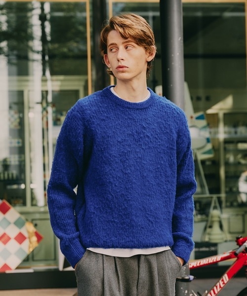 セール】Brushed mix color crewneck knit / ブラッシュドミックス