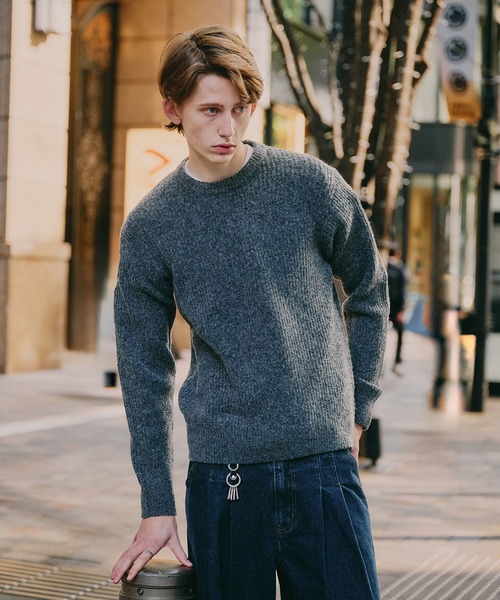 Regen Glanz（レーゲングランツ）の「Brushed mix color crewneck knit / ブラッシュドミックスカラークルーネックニット（ニット/セーター・メンズ・ブラウン系その他/グレー/ブルー・SMALL/LARGE/MEDIUM）」の4枚目の写真