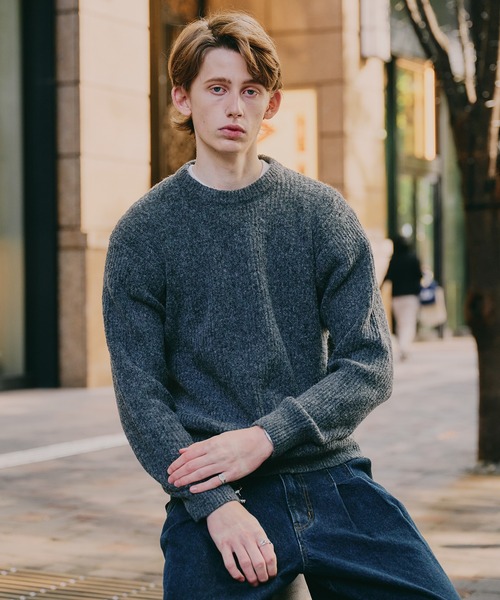 Regen Glanz（レーゲングランツ）の「Brushed mix color crewneck knit / ブラッシュドミックスカラークルーネックニット（ニット/セーター・メンズ・ブラウン系その他/グレー/ブルー・SMALL/LARGE/MEDIUM）」の6枚目の写真