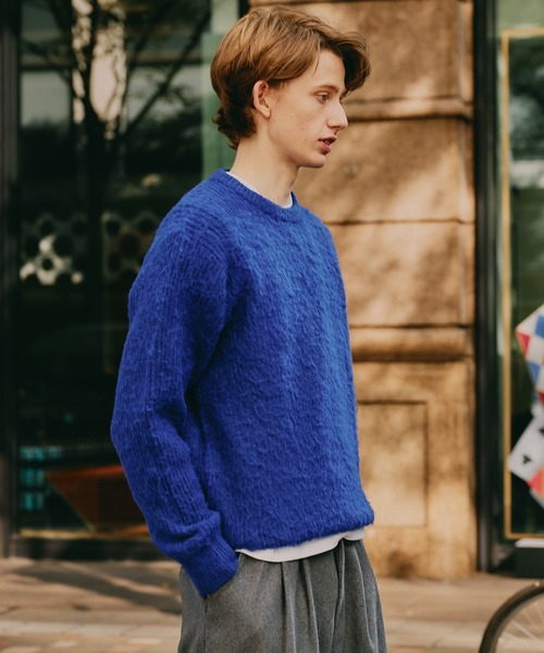 Regen Glanz（レーゲングランツ）の「Brushed mix color crewneck knit / ブラッシュドミックスカラークルーネックニット（ニット/セーター・メンズ・ブラウン系その他/グレー/ブルー・SMALL/LARGE/MEDIUM）」の22枚目の写真