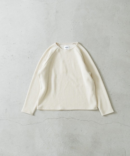 quadro（クオドロ）の「ガラ紡フル接結Wフェースラグランクルーネックプルオーバー（Tシャツ/カットソー・メンズ・ブルー/キナリ/マスタード/グリーン・LARGE/MEDIUM）」の2枚目の写真