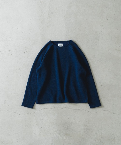 quadro（クオドロ）の「ガラ紡フル接結Wフェースラグランクルーネックプルオーバー（Tシャツ/カットソー・メンズ・ブルー/キナリ/マスタード/グリーン・LARGE/MEDIUM）」の6枚目の写真