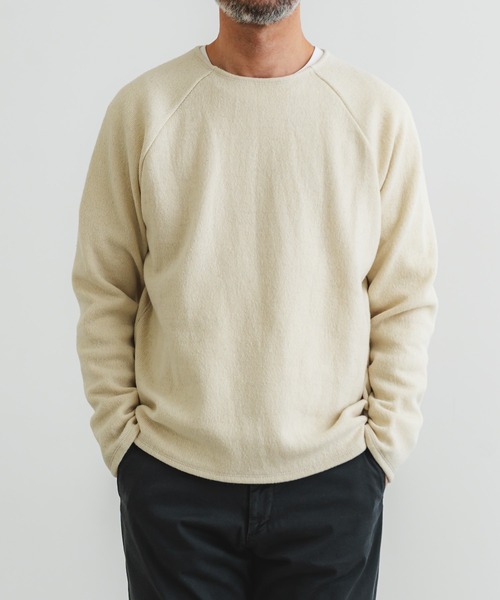 quadro（クオドロ）の「ガラ紡フル接結Wフェースラグランクルーネックプルオーバー（Tシャツ/カットソー・メンズ・ブルー/キナリ/マスタード/グリーン・LARGE/MEDIUM）」の18枚目の写真