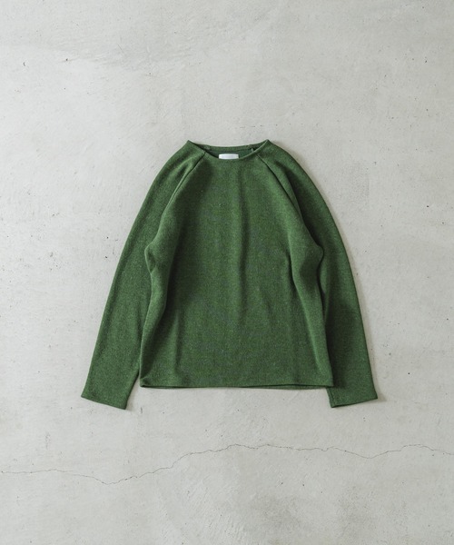 quadro（クオドロ）の「ガラ紡フル接結Wフェースラグランクルーネックプルオーバー（Tシャツ/カットソー・メンズ・ブルー/キナリ/マスタード/グリーン・LARGE/MEDIUM）」の5枚目の写真