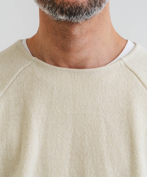 quadro（クオドロ）の「ガラ紡フル接結Wフェースラグランクルーネックプルオーバー（Tシャツ/カットソー・メンズ・ブルー/キナリ/マスタード/グリーン・LARGE/MEDIUM）」の20枚目の写真