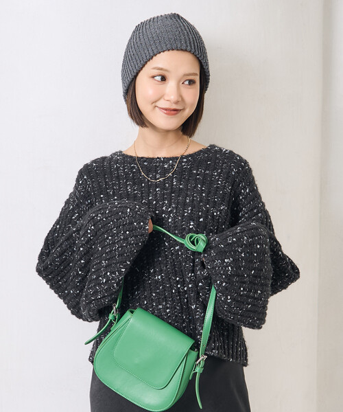 定価2.3万 ビアズリー カラーネップビッグニット ネイビー オーバー