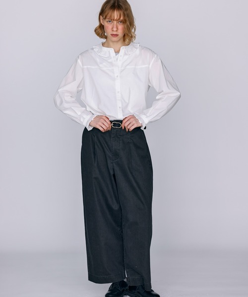 Kelen（ケレン）の「「KELEN / ケレン」フリル衿デザインブラウス（シャツ/ブラウス・レディース・グレー/オフホワイト/ブラック/サックスブルー・S/M）」の10枚目の写真