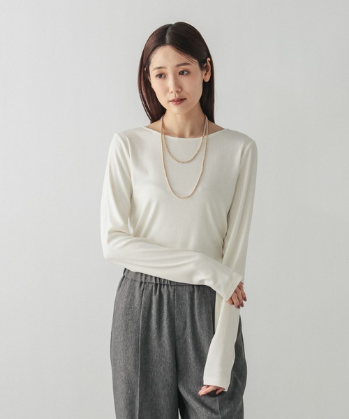 GLOBAL WORK(グローバルワーク)の「Fffit エフィット/リブボートネック長袖T/612403(Tシャツ/カットソー・レディース・ホワイト/ブラック/ブラウン系その他6・MEDIUM/LARGE/SMALL/X-LARGE)」の6枚目の写真