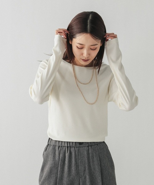 GLOBAL WORK(グローバルワーク)の「Fffit エフィット/リブボートネック長袖T/612403(Tシャツ/カットソー・レディース・ホワイト/ブラック/ブラウン系その他6・MEDIUM/LARGE/SMALL/X-LARGE)」の8枚目の写真