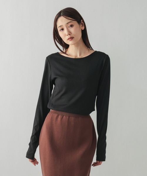 GLOBAL WORK(グローバルワーク)の「Fffit エフィット/リブボートネック長袖T/612403(Tシャツ/カットソー・レディース・ホワイト/ブラック/ブラウン系その他6・MEDIUM/LARGE/SMALL/X-LARGE)」の12枚目の写真