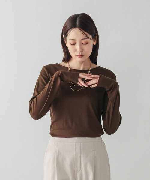 GLOBAL WORK(グローバルワーク)の「Fffit エフィット/リブボートネック長袖T/612403(Tシャツ/カットソー・レディース・ホワイト/ブラック/ブラウン系その他6・MEDIUM/LARGE/SMALL/X-LARGE)」の15枚目の写真