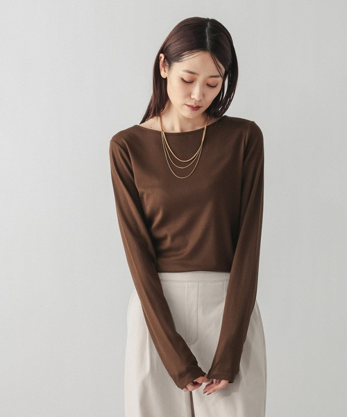 GLOBAL WORK(グローバルワーク)の「Fffit エフィット/リブボートネック長袖T/612403(Tシャツ/カットソー・レディース・ホワイト/ブラック/ブラウン系その他6・MEDIUM/LARGE/SMALL/X-LARGE)」の16枚目の写真