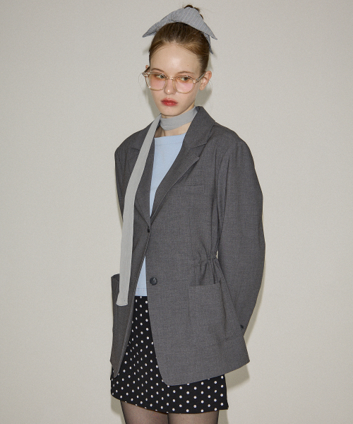 SALON DE YOHN(サロンドヨーン)の「Oversized String Jacket_ Gray(テーラードジャケット・レディース・グレー・FREE)」の1枚目の写真