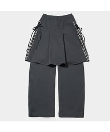 SOME PLACE（サムプレイス）の「オールデイデイジーサイドチェック配色ミディスカートレイヤードワイドフィットスカートパンツ_2COLOR（その他パンツ）」