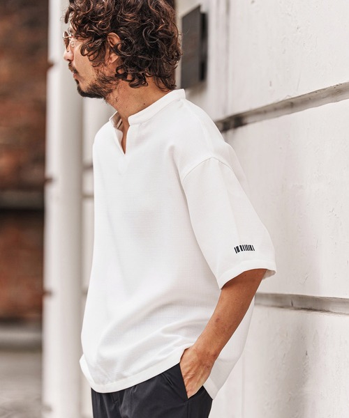 felkod(フィルコッド)の「mhs2478-Linen Like Fabric Key Neck Pullover Shirts プルオーバーシャツ(F26S170)(シャツ/ブラウス・メンズ・ホワイト/グレイッシュベージュ・S/M/L)」の5枚目の写真