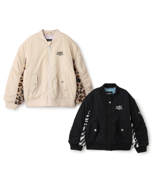 X-girl Stages（エックスガールステージス）の「【TBSドラマ フェイクマミー 着用アイテム】袖下ファー切替ブルゾン（ブルゾン・キッズ・ブラック/ホワイト系・130cm/140cm/90cm/110cm/120cm/100cm）」の17枚目の写真