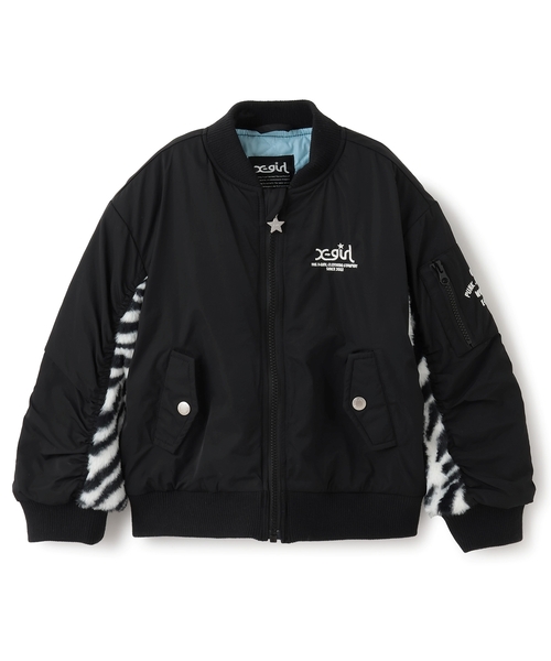 X-girl Stages（エックスガールステージス）の「【TBSドラマ フェイクマミー 着用アイテム】袖下ファー切替ブルゾン（ブルゾン・キッズ・ブラック/ホワイト系・130cm/140cm/90cm/110cm/120cm/100cm）」の16枚目の写真