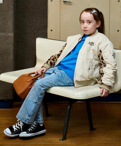 X-girl Stages（エックスガールステージス）の「【TBSドラマ フェイクマミー 着用アイテム】袖下ファー切替ブルゾン（ブルゾン・キッズ・ブラック/ホワイト系・130cm/140cm/90cm/110cm/120cm/100cm）」の10枚目の写真