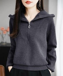 ハーフジップ」に該当するニット/セーター（グレー/灰色系